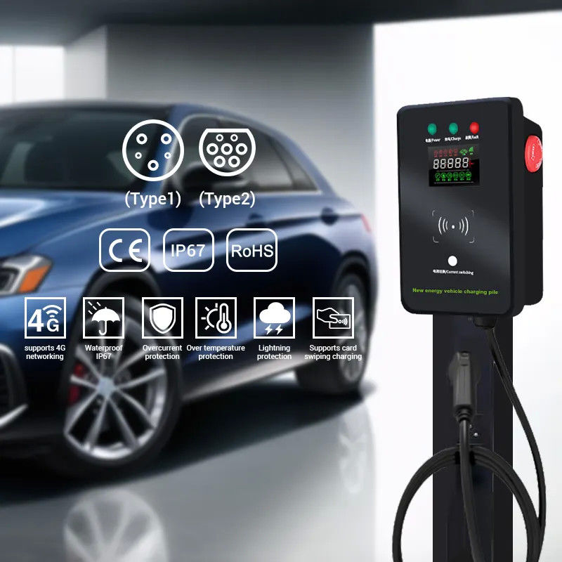 Type1 và Type2 Smart màn hình lớn hơn tường gắn EV sạc trạm Blue Tooth