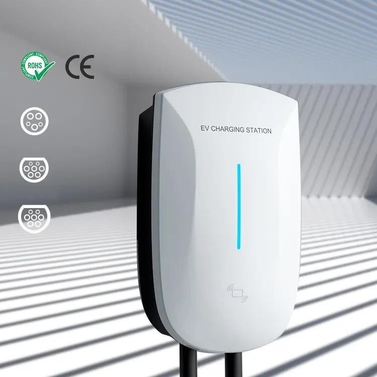 Mức 2 Điểm sạc 7kw 11kw 22kw Điểm sạc nhanh gắn trên tường Điểm chỉ LED của trạm sạc xe điện