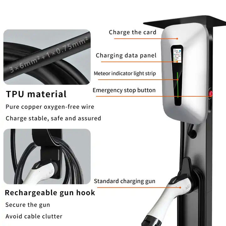 Loại 1 và Loại 2 màn hình LCD màn hình RFID tường EV sạc cho tất cả các xe EV